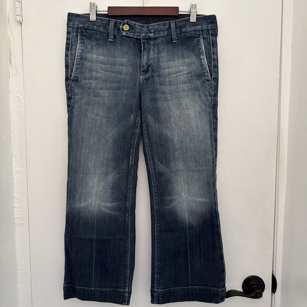 7 FOR ALL MANKIND Capris Women 30 Blue Lowrise VTG Y2K Western Casual Streetwear